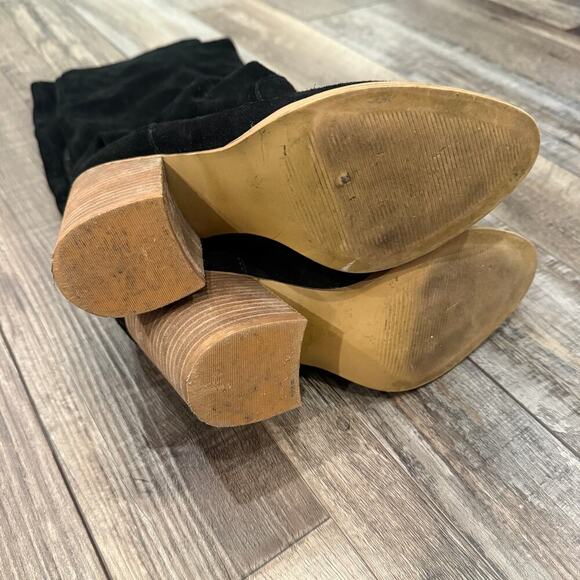 Steve Madden Savas Black Suede Knee High Boots Size 7.5 Western Cowgirl Cottage - Picture 6 of 8